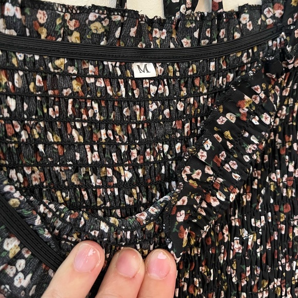 Black Floral Print Ruffled Dress - Picture 8 of 10